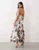 ARRANGE disc sequin crescent bandeau maxi dress in silver