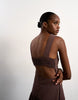 Topshop cut out waist poplin maxi dress in chocolate