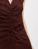 & Other Stories ruche front maxi dress with v-neck in chocolate brown