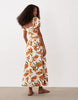 ruched front midi tea dress in floral print