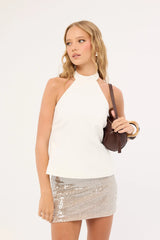 Luck & Trouble Sunkissed Sequin Mini Skirt Brown