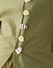 linen look vest midaxi dress with poplin skirt in olive