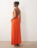 TFNC slinky cami halter full skirt maxi dress in orange