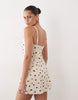 Abercrombie & Fitch 90s square neck mini dress in cream tomato print