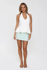 Casual Luxe Tailored Halter Top White