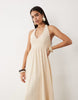 crochet halter midi dress in neutral
