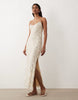 Miss Selfridge pearl and sequin embellished midi dress in ivory