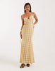 printed mesh exposed seam sculpted cupped maxi dress in polka dot