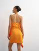 Topshop linen rich blend bandeau drape mini dress in orange