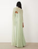 exaggerated cape maxi dress in sage green