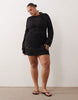 Curve Minette beach crochet lace mini dress in black