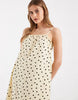 PIECES cotton cami maxi dress in yellow and brown polka dot print