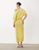 Never Fully Dressed Tilly off-shoulder plissé maxi dress in lemon