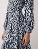 Wednesday's Girl long sleeve tie detail wrap dress in blue smudged dots