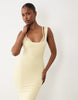 Oh Polly modal lace bralette detail midi dress in butter yellow