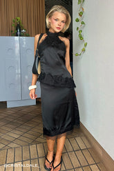 Luck & Trouble Alexa Lace Midi Skirt Black