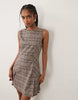 Nobody's Child tailored sleeveless pinafore kilt mini dress in pink plaid