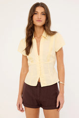 Luck & Trouble Maya Short Sleeve Blouse Butter