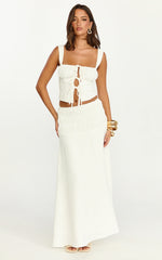 Bianca Top - Ruched Cups Front Tie Detail Top in White