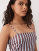 cami square neck with side split maxi dress in striped print