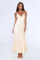 Elegance Found Pleated Maxi Dress Yellow