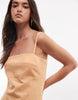cotton-linen blend cami mini sundress with shaped bust in orange spritz