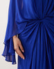 ARRANGE drop waist grecian draped cape sleeve maxi dress in cobalt blue