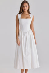 white cotton midi sundress