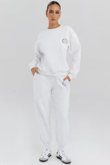 white crew neck sweatshirt