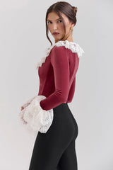 cabernet velvet lace trimmed corset top