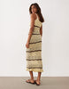 Miss Selfridge striped crochet midi dress in butter