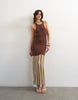 Topshop knit strap back full skirt maxi dress in chocolate