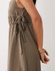 VILA tie side v neck maxi dress in cub brown