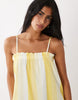 textured shirred detailing midaxi dress in vertical yellow stripes