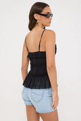 Luck & Trouble Amalie Ruffle Cami Top Black