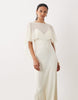 satin cape layer maxi dress in ecru