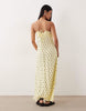 cami maxi slip dress with lace trims in buttermilk base spot print