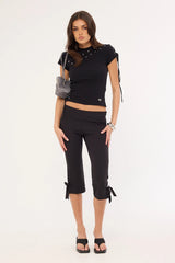 Neovision Lace Up Baby Tee Black
