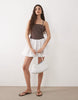 cami square neck with dropped waist mini dress in polka dot print with flippy skirt