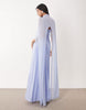 exaggerated cape maxi dress in pale blue