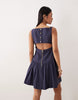 v-neck fit and flare mini sundress in navy