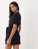 Mango tie front mini T-shirt dress in navy