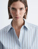 & Other Stories pure cotton mini wrap shirt dress in blue pinstripe
