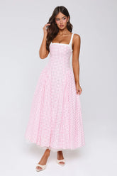 Vintage Vows Gingham Maxi Dress Blush
