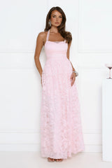 Magnetic Luxe Halter Maxi Dress Pink