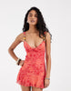 Free People Heat of the Moment floral mini dress in tart berry combo