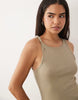 Mango twist strap jersey midi dress in beige