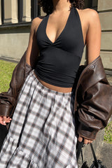 L&t Recycled Sylvia Halter Neck Top Black