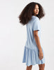 PIECES drop waist short sleeve mini dress in pale blue