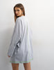 Topshop jersey rolled sleeve T-shirt dress in gray heather with lime contrast stitching